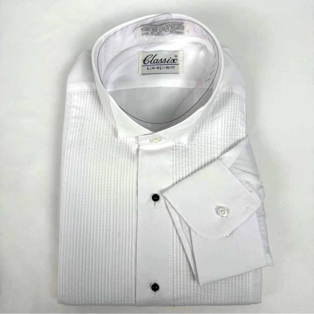 New Classix Men’s White Dress Shirt Long Sleeve Formal Large 16-16.5 36/37